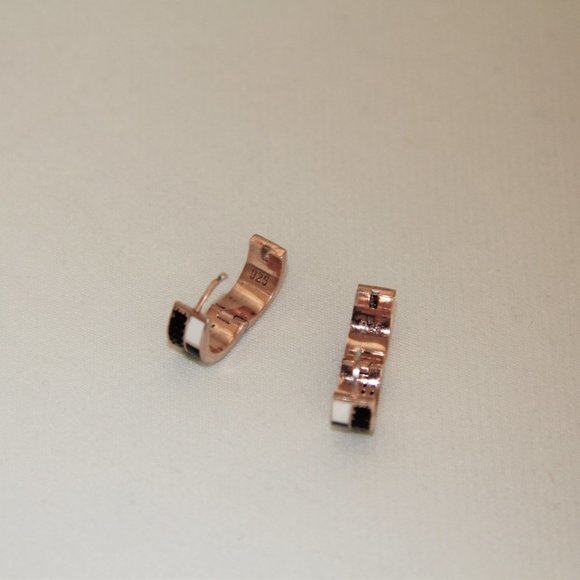 Nickho Rey Black Spinel Enamel Rose Gold Earrings - Picture 9 of 12